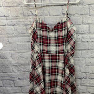 Pink Plaid Spaghetti Strap Mini Dress Size XL